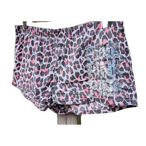 Vintage Victoria's Secret Sleep Shorts M Cheetah Sequin Y2K PINK Soft Girl Cute